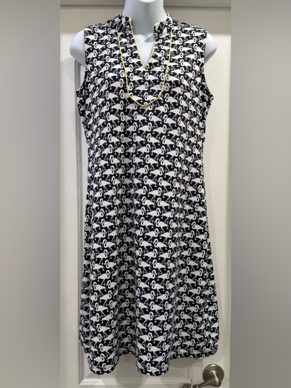 Charter Club Flamingo 🦩 Allover Print Sleeveless V-Neck Dress Small